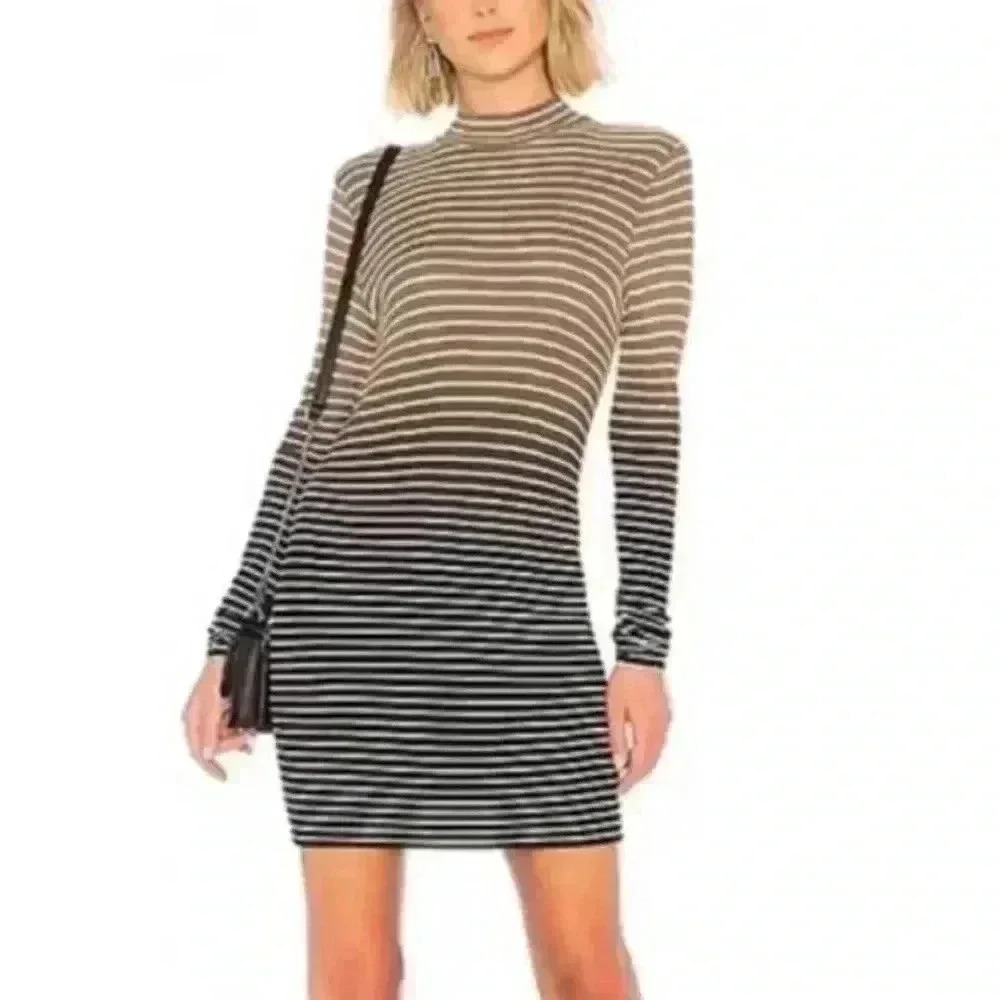 ATM Dip Dye Striped Mini Dress Size XS